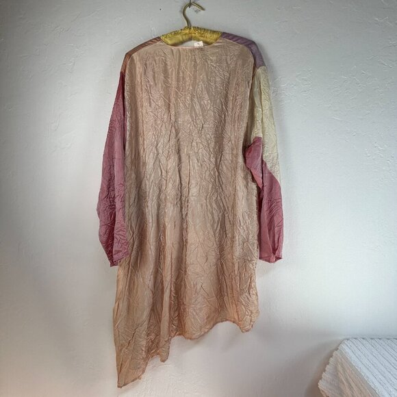 Staley Gretzinger Womens Colorblock Scrunch Asymmetric Long Top Sz M/L New $218 - Picture 2 of 8